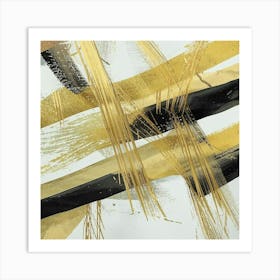 Gold And Black Abstract Painting Art Print