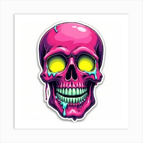 Pink Skull Sticker Art Print