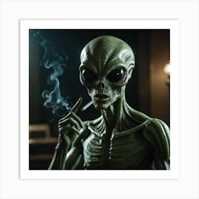 Alien Smoking A Cigarette Art Print