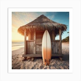 Surfboard On The Beach Art Print