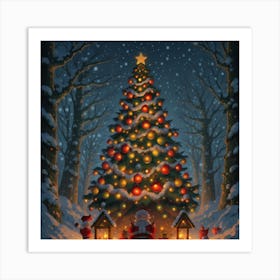 Christmas Tree In The Woods Art Print