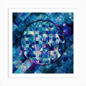 Abstract Geometric Bluish Galaxy Square Art Print