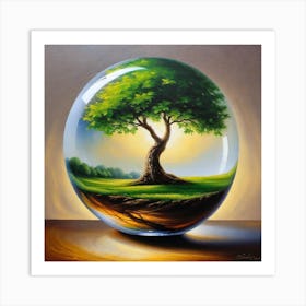 Tree In A Glass Ball 1 Art Print