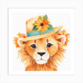 Floral Baby Lion Nursery Painting (19) Art Print