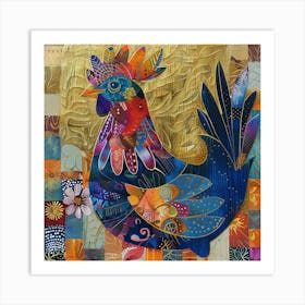 Patchwork Quilted Chicken 1 Art Print