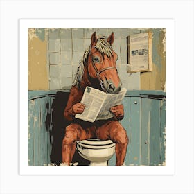 Horse Reading Newspaper 6 Art Print