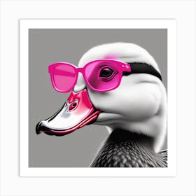 Duck In Pink Sunglasses Art Print