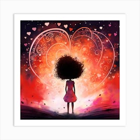 Afro Girl With Heart Art Print