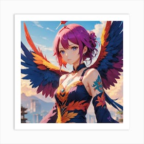 Anime Girl With Wings Art Print