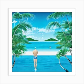 Man In The Pool Art Print