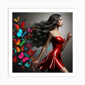 Beautiful Woman With Butterflies 3 Art Print