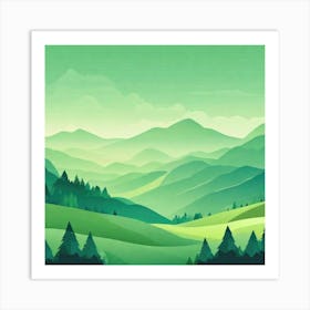 Misty mountains background in green tone 71 Art Print