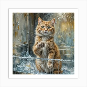 Cat In The Freezer Art Print