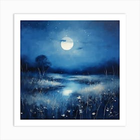 Moonlight Over Marsh Art Print