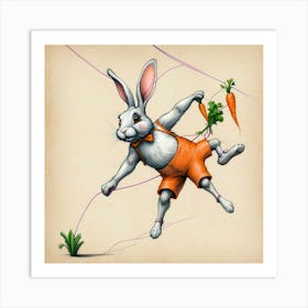 Rabbit With Carrots 39 Art Print