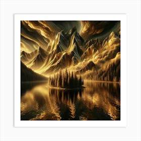 Golden Mountains 4 Art Print