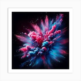 Explosion Of Colors On Black Background Art Print