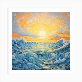 Sunset Over The Ocean 6 Art Print