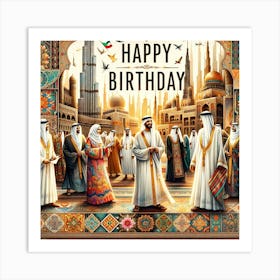 Happy Birthday Arabic Art Print