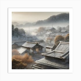 Firefly Rustic Rooftop Japanese Vintage Village Landscape 39076 (1) Art Print