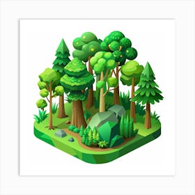 Isometric Forest Illustration Art Print