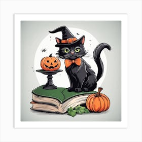Cute Cat Halloween Pumpkin (62) Art Print
