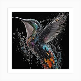 Hummingbird Splashing Water Art Print