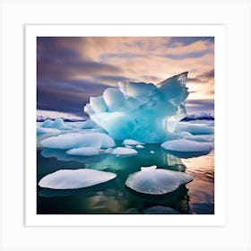 Icebergs At Sunset 22 Art Print