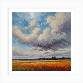 Beautiful Shot Of A Whet Field With A Cloudy Sky 2 Art Print
