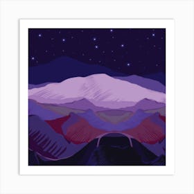 Night Sky With Mountains Art Print