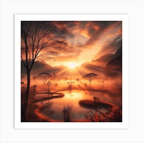 Sunrise In The Jungle Art Print