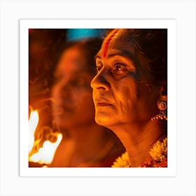 Hindu Woman Holding A Candle Art Print