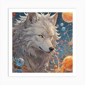 Celestial Wolf Guardian Art Print