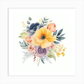 Watercolor Flowers 1 Art Print