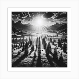 Sunrise In The Mountains Art Print