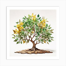 Leonardo Diffusion Xl A Watercolor Tree With Greenbrownyellow 1 (1) Art Print