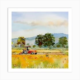 Tractor In The Field Art Print