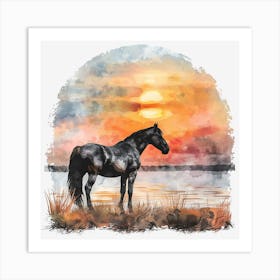 Sunset Horse Art Print