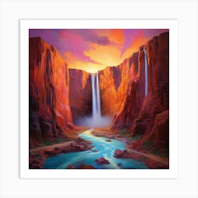 Canyon Waterfall Art Print