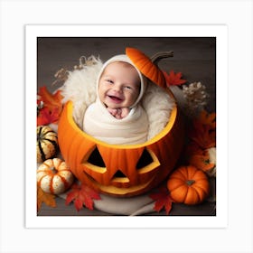 Baby In A Pumpkin 1 Art Print