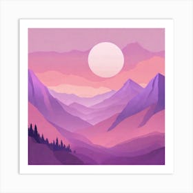 Misty mountains background in purple tone 107 Art Print