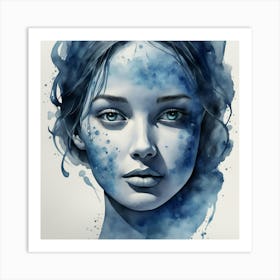 Blue Watercolor Painting Art Print