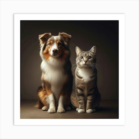 Portrait Of A Dog And Cat 6 Art Print