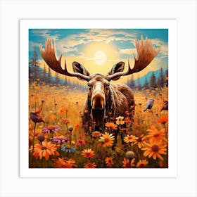 Moose In The Meadow 3 Art Print