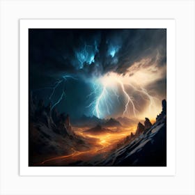 Impressive Lightning Strikes In A Strong Storm 9 Art Print