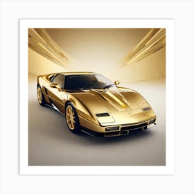 Gold Ferrari 3 Art Print