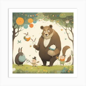 Bears In The Forest Art Print