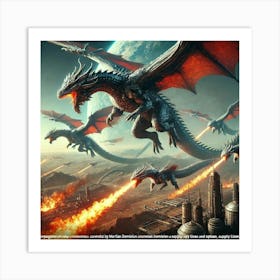 Dragons Of The Sky Aerial Kaiju Support Art Print