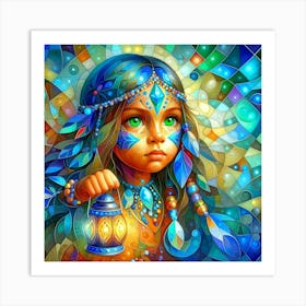 Little Girl With Lantern Art Print