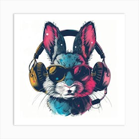 Rabbit With Headphones 6 Art Print